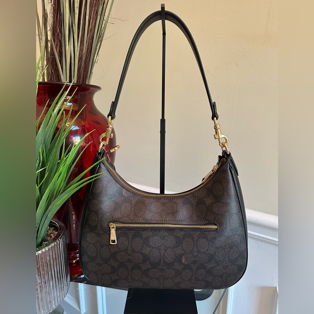 🌹BEAUTIFUL Coach • Teri Signature Leather Canvas Monogram Hobo Bag • EUC - Picture 2 of 15